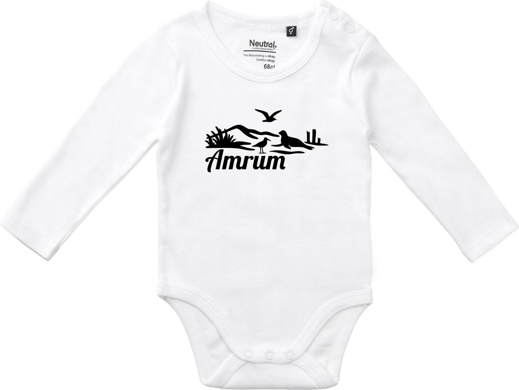Huuraa Baby Body Amrum Strandmotiv 68 White Baumwolle Fairtrade Langarmbody Geschenkidee