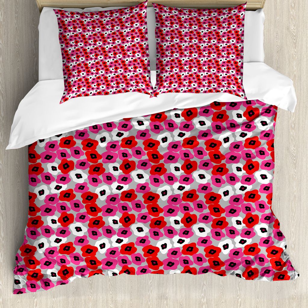 ABAKUHAUS Abstrakt Bettbezug Set für Einzelbetten, Blumen-Blick-Motiv, Milbensicher Allergiker geeignet mit Kissenbezug, 155 cm x 220 cm - 80 x 80...