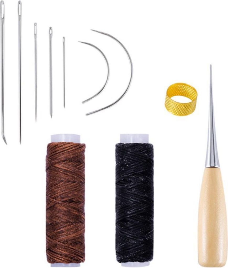 Reparaturset fš¹r Ledern?hwerkzeuge, Ledern?hset šC inklusive Ahle, Sprengring, gewachstem Faden und Nadel šC fš¹r