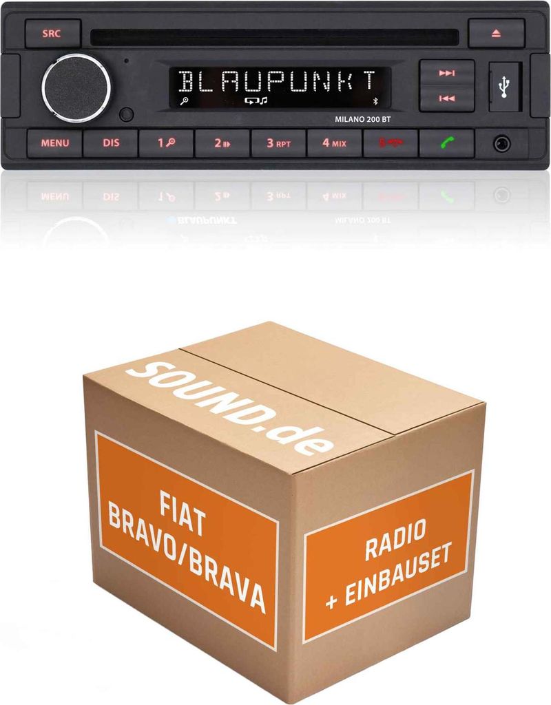 Autoradio Einbaupaket Blaupunkt Milano 200 BT passend für Fiat Bravo | Bluetooth USB