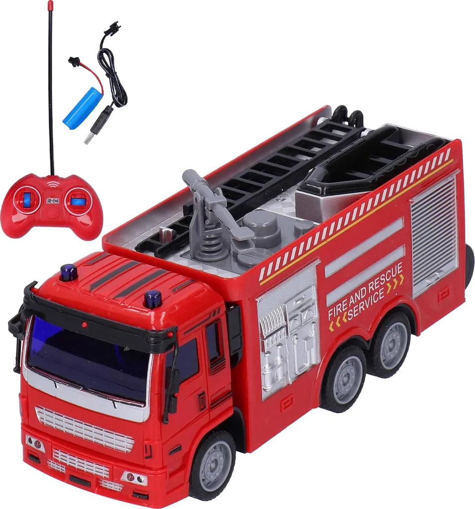 Camion de pompier avec effets sonores et télécommande sans fil 1:30