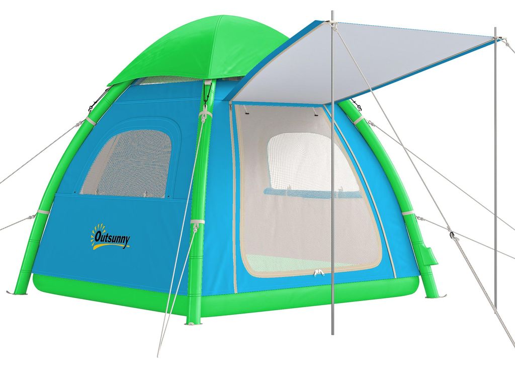 Aufblasbares Zelt 3 Personen Schneller Aufbau Outdoor Camping Zelt mit Luftpumpe Meshfenster abnehmbar Dach