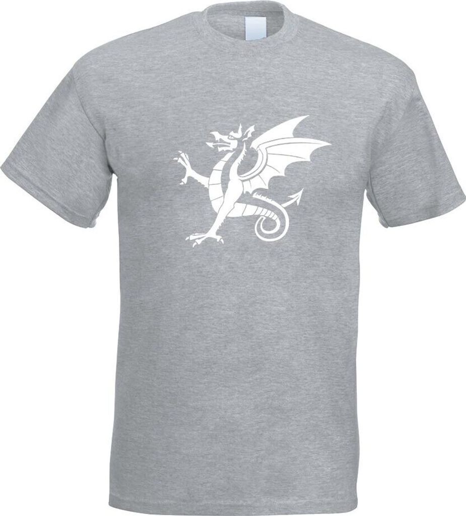 Kiwistar - T-Shirt - Graumeliert - Anglo Saxon White Wyrm Motiv Bedruckt Funshirt Design Print - mit Motiv Bedruckt - Funshirt Design - Sport - Fre...