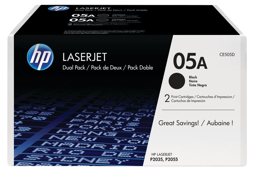 HP 05A 2-pack Black Original LaserJet Toner Cartridges Image du produit 