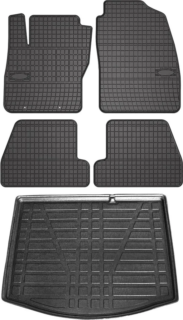 Kit 5 Pezzi Gomma Ford Focus mk2 2004-11: Tappetini + Vasca Baule