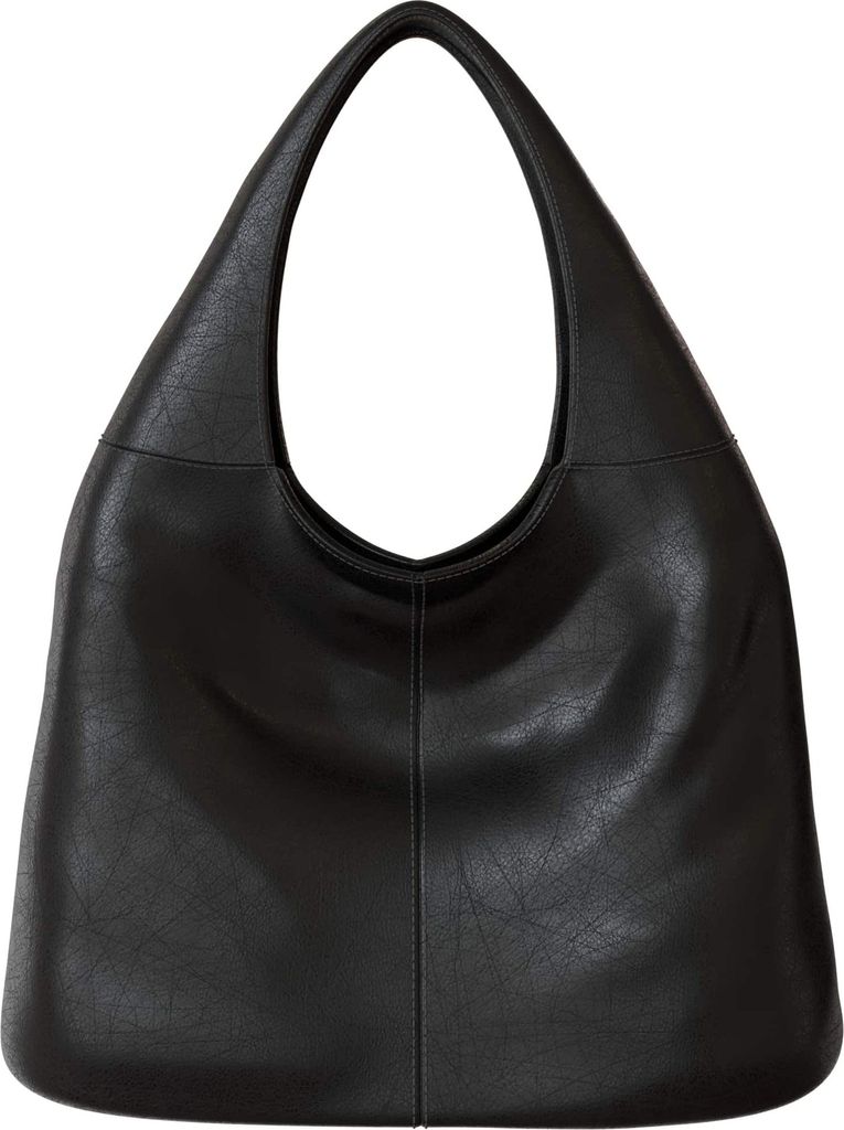 Damen Shopper Tasche Hobo Bag Beutel Stil groß aus veganem Leder 30659 Black