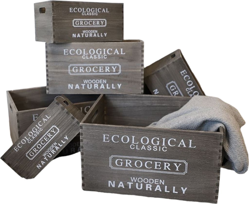 Holzkistenset 6 teilig Holz Retro Vintage braun