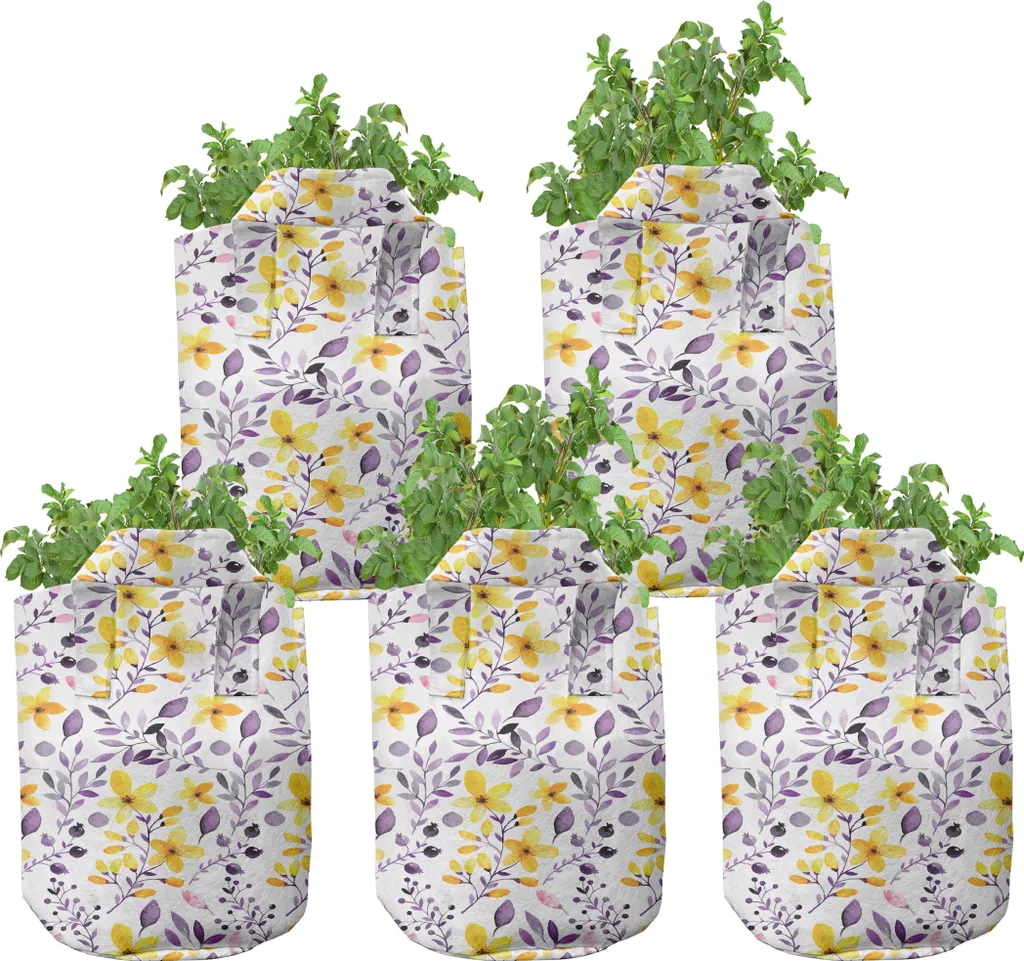 Sac de plantation en tissu 7 gallons avec poignées, lot de 5 fleurs