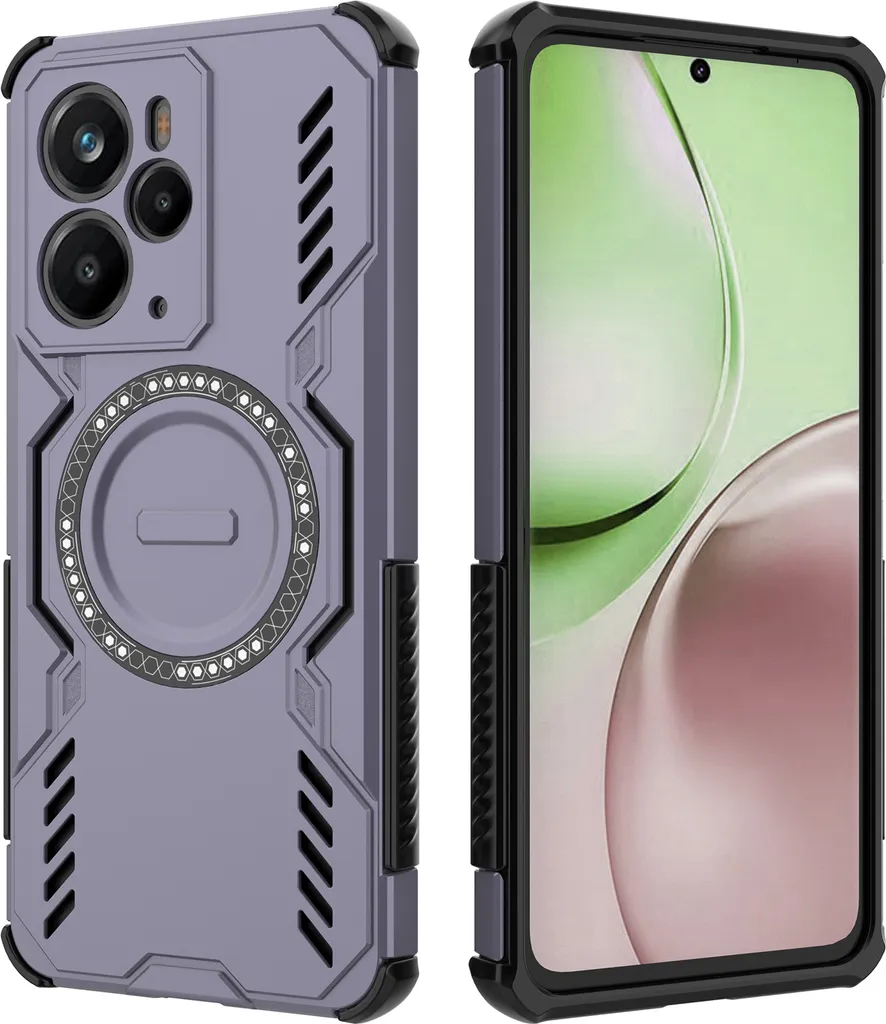 Custodia Elegante Realme 14 Viola: Design Ibrido e Funzione Magnetica