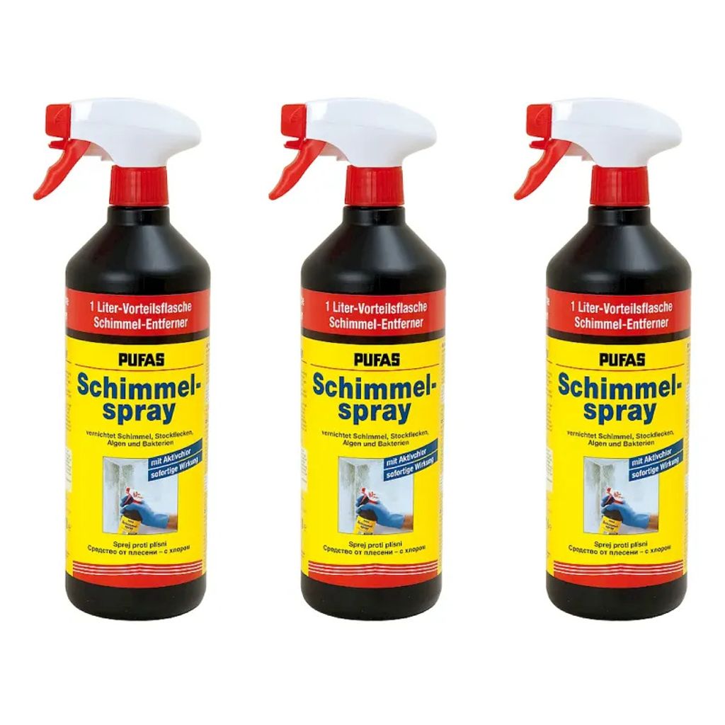 3 x Pufas Schimmel-Spray 1L, Schimmelentferner mit Produktbild 