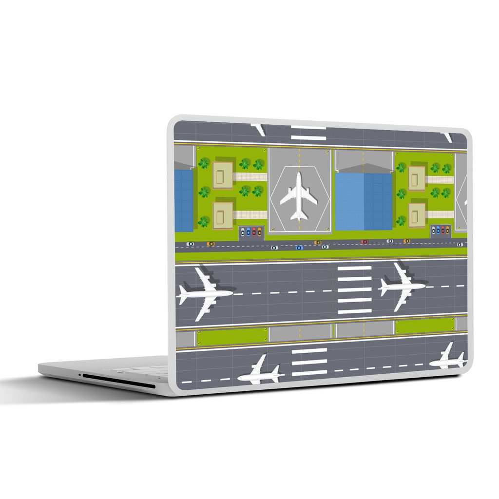 MuchoWow Laptop Aufkleber Sticker Cover Design - Flughafen - Flugzeug 31x22.5 cm - Laptop-Deko