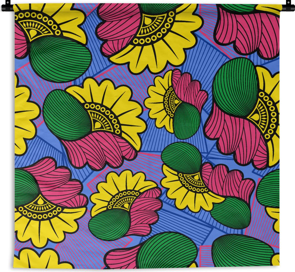 MuchoWow Wandteppich Wandbehang Blumen - Muster - Afrika 90x90 cm Tapisserie Dekoration Wandtuch - Wandaufhänger