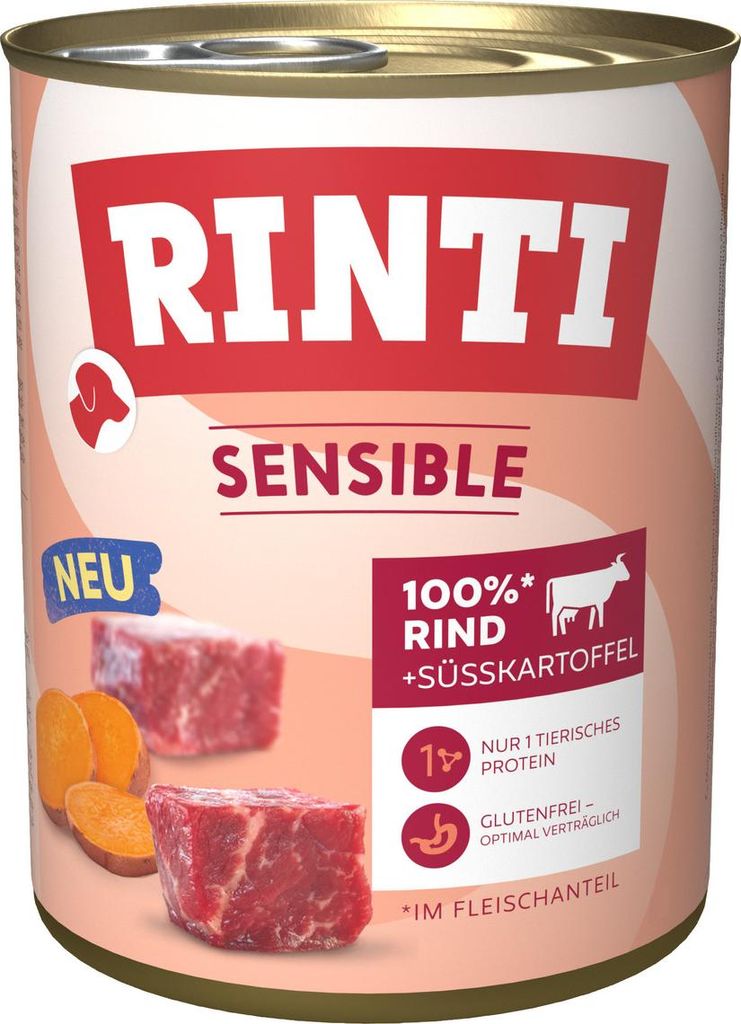 Rinti Sensible mit Rind + Süßkartoffel 800 g - 6 Stück