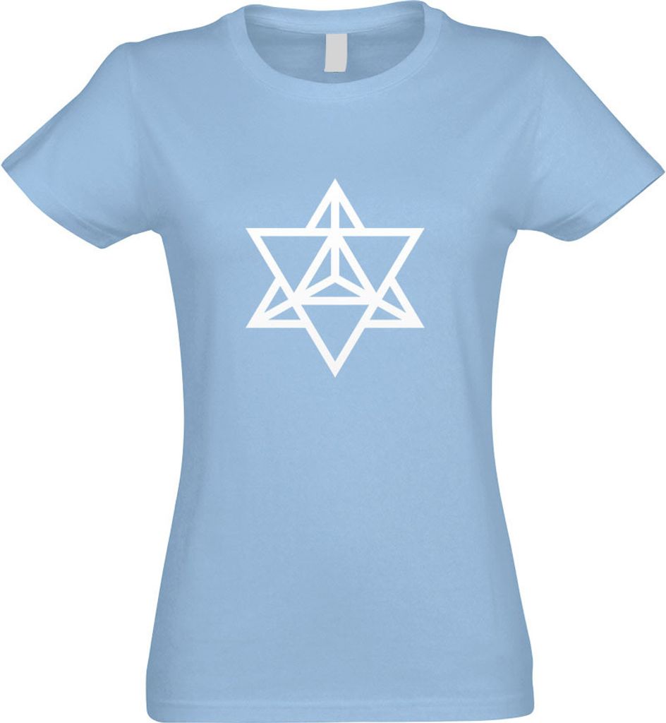 Kiwistar - T-Shirt tailliert - Damen - himmelblau - Merkaba - mit Motiv Bedruckt - Funshirt Design - Sport - Freizeit - Damen - L