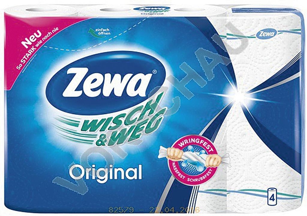Zewa essuie-tout WISCH&WEG Original 2 couches, 4 rouleaux Image du produit 