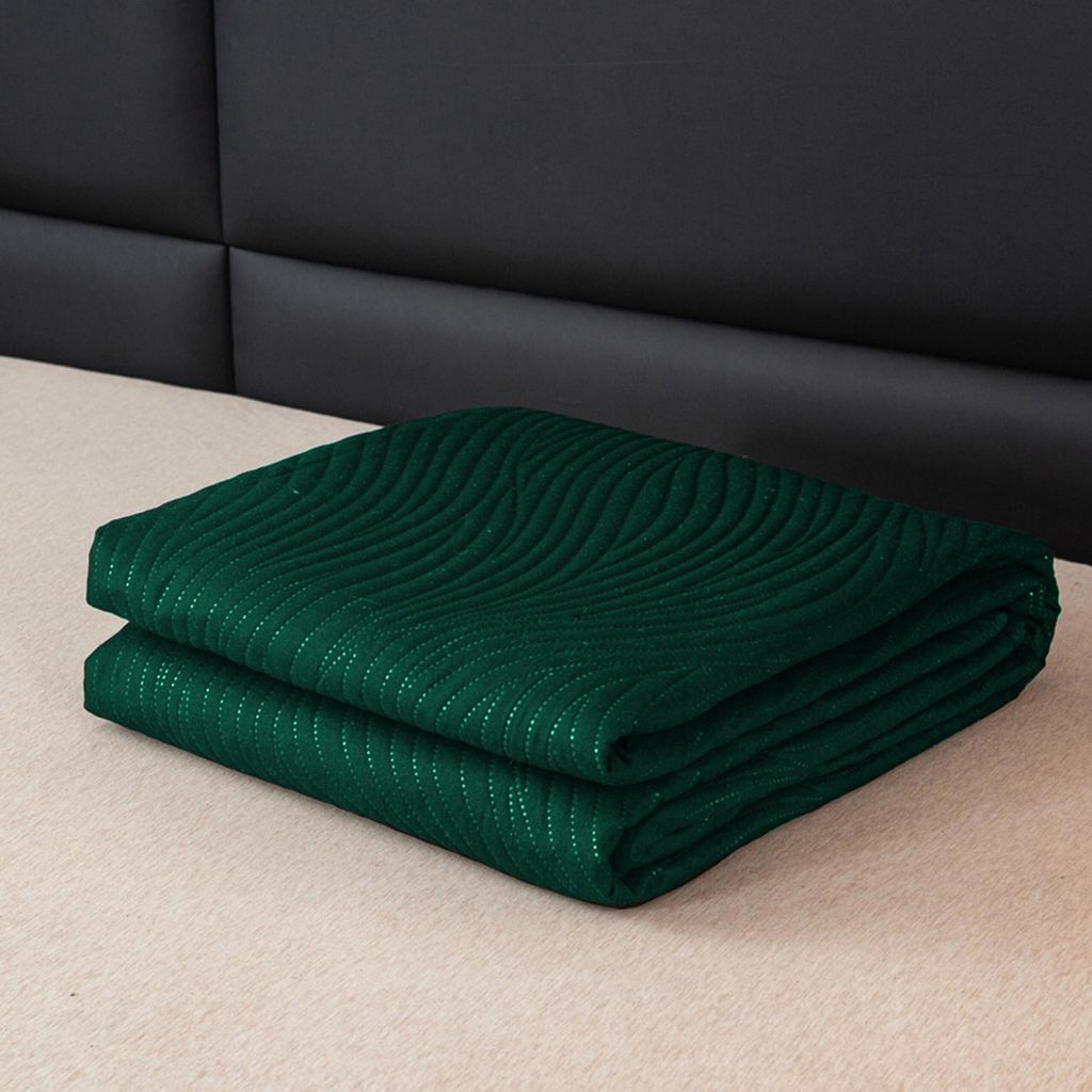 FEBE Tagesdecke Bettüberwurf 240x220 cm Grün Überwurfdecke Sofadecke Sofaüberwurf Flauschig Mikrofaser Zimmer Deko Throw Blanket