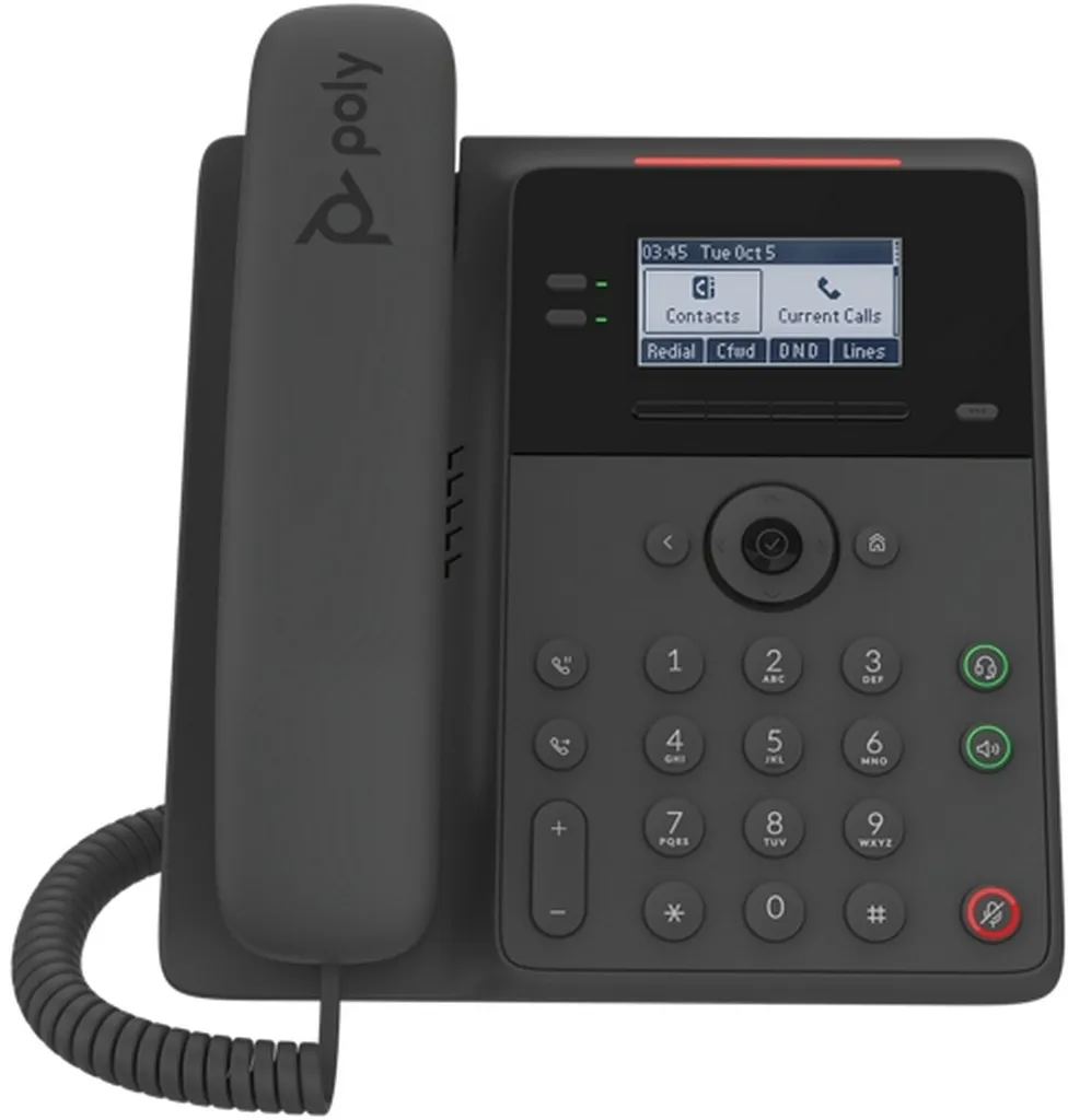 Poly EDGE B10 Téléphone VoIP à 2 Lignes et Touches Raccourcis Design Noir