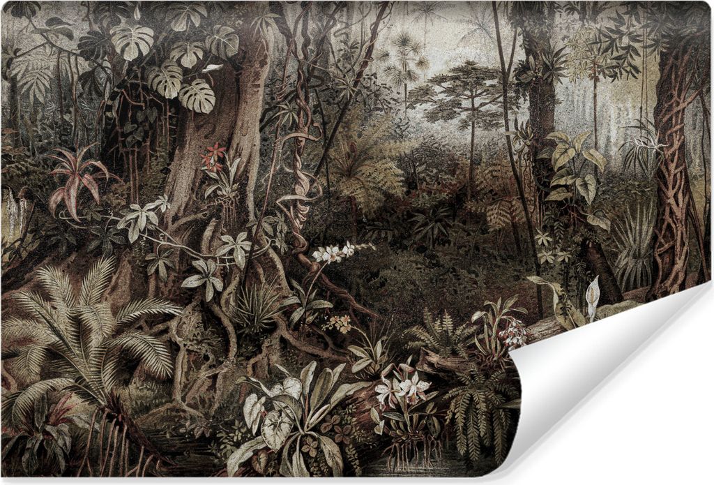 Muralo Vlies Fototapete DSCHUNGEL tropische Pflanzen Natur Retro Stil Br. 180cm x Hö. 120cm