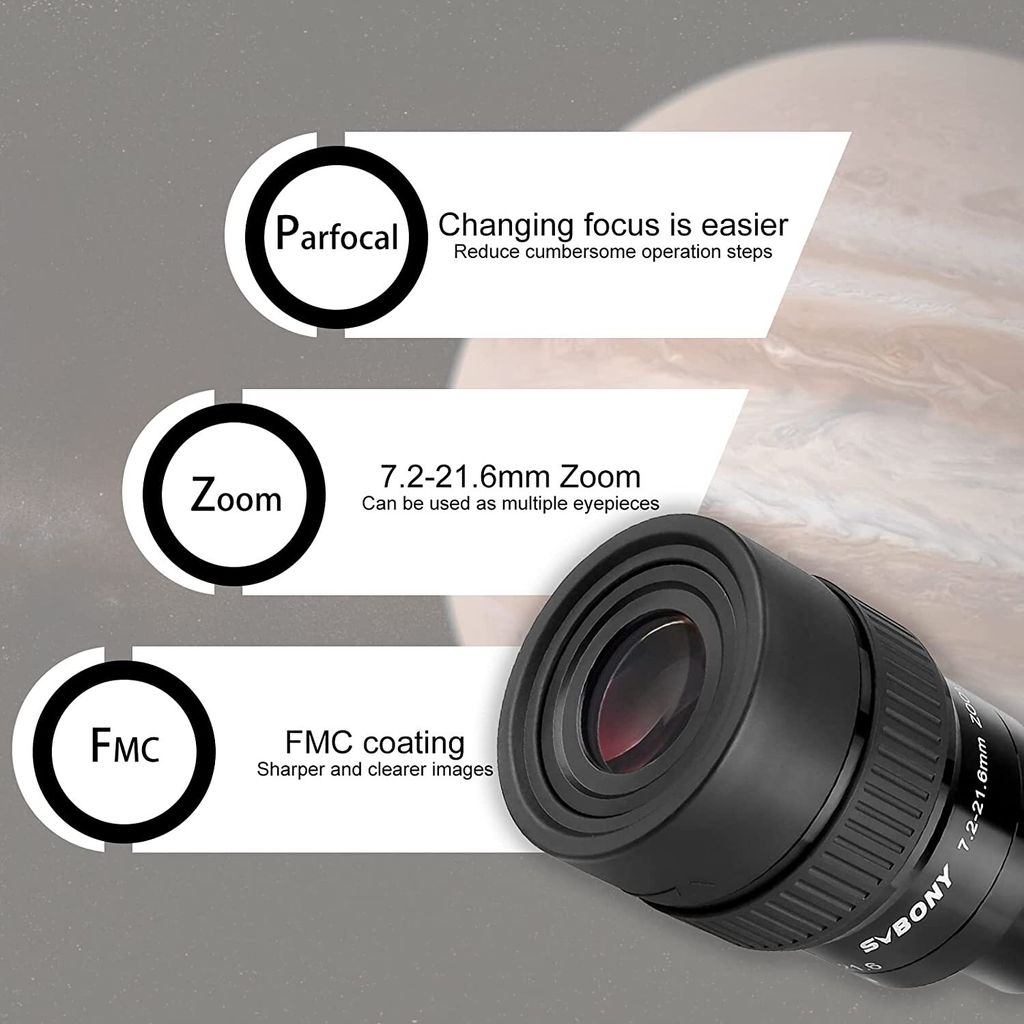 Svbony SV191 Zoom okulár teleskopu 1,25 palce, 7,2-21,6 mm Obrázek produktu 2