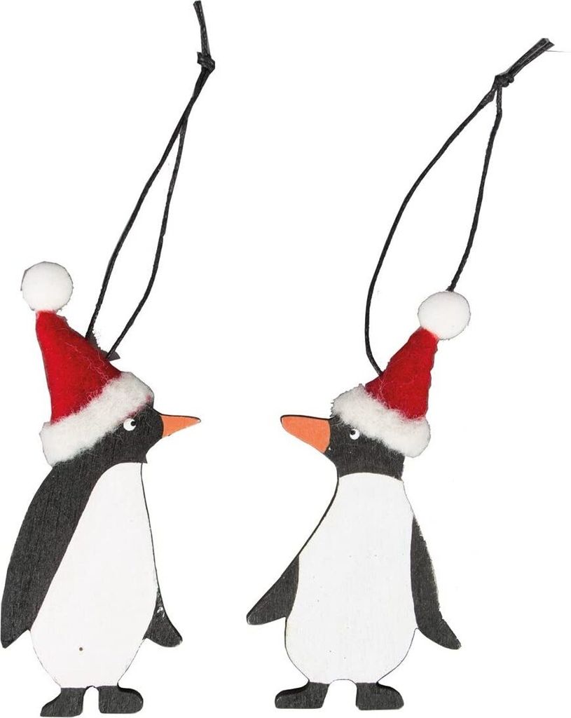 2 x Festlicher Pinguin mit Hut, Hängedekoration sortiert, Standardbild, festlicher Pinguin mit Hut, hängende Dekoration, sortiert - SDXM033