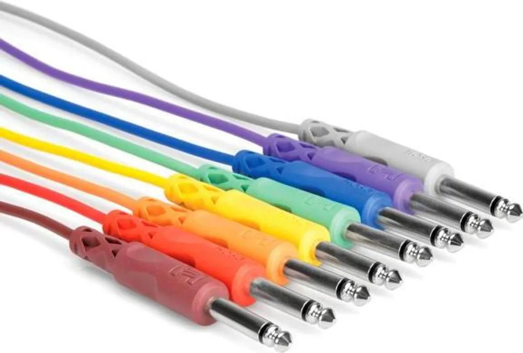 Hosa CPP830 8-Pack Cavi Patch 1/4 TS 30cm - Cablaggio Colore