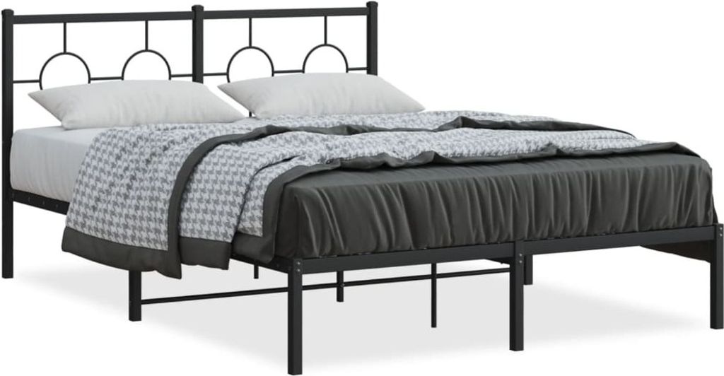 Maison Exclusive - Bettgestell mit Kopfteil Metall Schwarz 135x190 cm