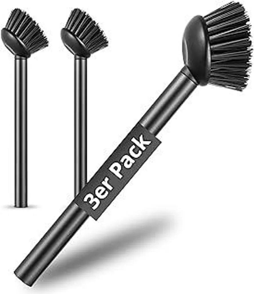 Set di 3 spazzole per piatti nere I Manico lungo I Design moderno e minimalista I Spazzola da cucina maneggevole ed efficace I Spazzola per piatti I Spazzola per lavaggio I Spazzola per pulizia nera, Cleaning Brush