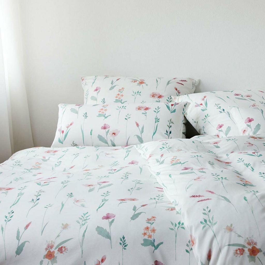 Elegante Interlock-Jersey Bettwäsche Noble 3543-01 rose geblümt bügelfrei, Größe:135x200 cm + 80x80 cm