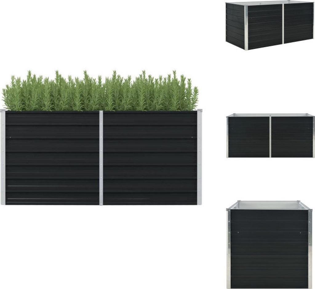 vidaXL Hochbeet Anthrazit 160 x 80 x 77 cm Verzinkter Stahl - Blumentöpfe & Pflanzgefäße