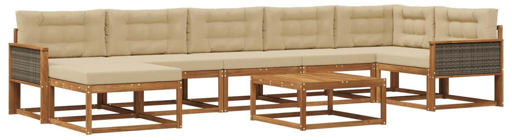 vidaXL Outdoor-Sofagarnitur mit Kissen 8 pcs Natur und Beige