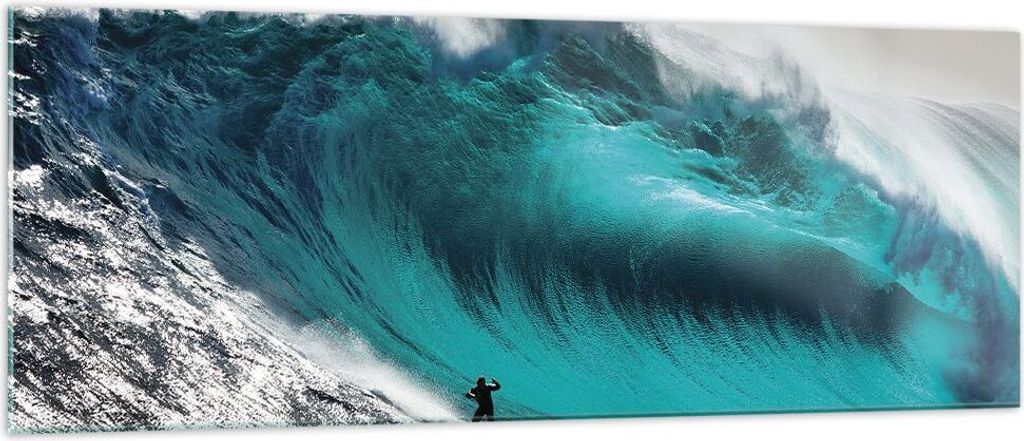 Bilder auf glas - Einteilig - Surfen Welle Türkis - 140x50cm - Glasbilder - Wandbilder - Bilder - zum Aufhängen bereit - Wanddekoration aus Glas ...