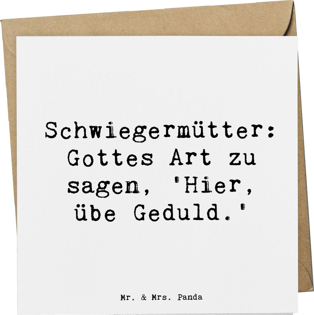 Mr. & Mrs. Panda Glückwunschkarte Spruch Schwiegermutter Geduld - Weiß - Geschenk, familiäre Beziehungen, Schwiegermütter, anlasskarte, Schwieg...