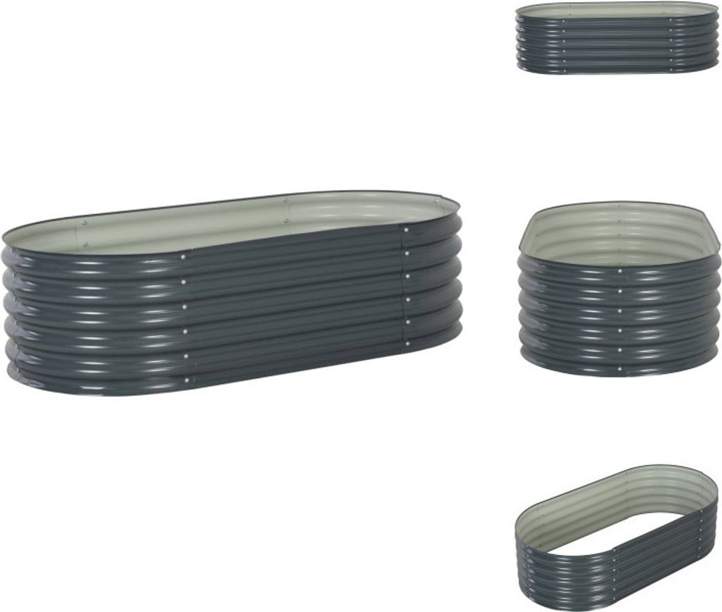 vidaXL Garten-Hochbeet 160x80x44 cm Verzinkter Stahl Grau - Blumentöpfe & Pflanzgefäße