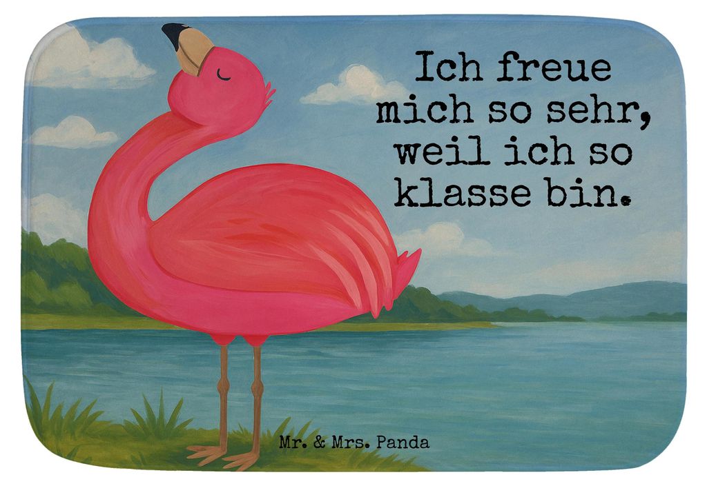 Mr. & Mrs. Panda duschmatte Flamingo Stolz Design - Weiß - Geschenk, glücklich, Badezimmerteppich, Mama, Badvorleger, Badematte, Freude, Badteppi...