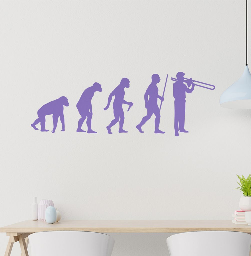 Posaune Trompete Evolution Wandtattoo Wandaufkleber Wall Sticker - Dekoration, Küche, Wohnzimmer, Schlafzimmer, Badezimmer