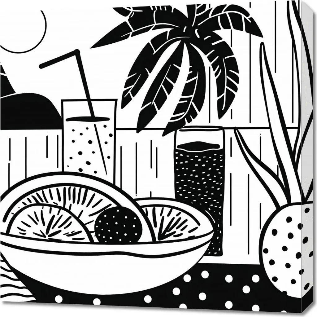 Image 70x70 cm Friandises tropicales pour mur blanc - Déco salon vive