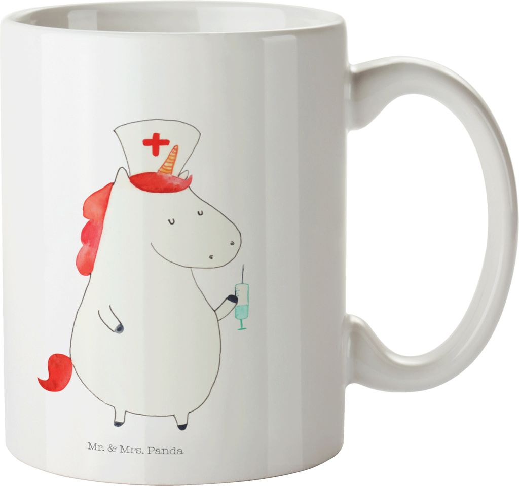 Mr. & Mrs. Panda Kinderbecher Einhorn Krankenschwester - Weiß - Geschenk, Deko, Ärztin, Krankenhaus, Kunststoffbecher, Plastikbecher, Krankenpfle...
