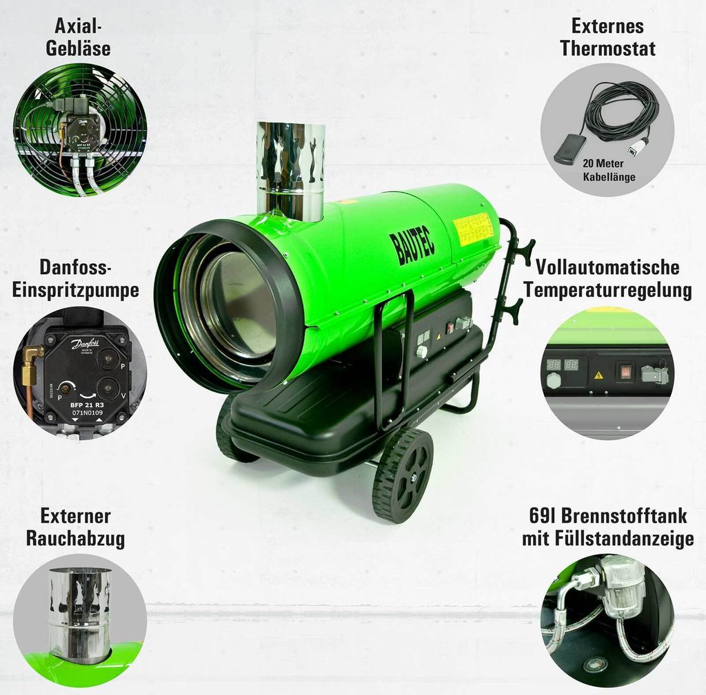 BAUTEC Ölheizgebläse 80 kW » Profiset mit 3 Schläuchen, Produktbild 2