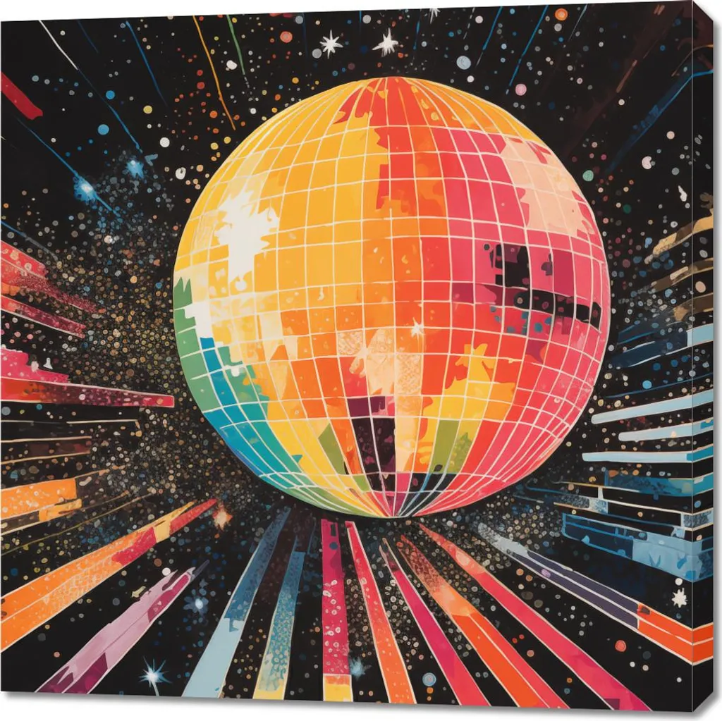 Image 90 x 90 cm Jeu Disco : Réveillez vos Murs Blancs avec Style Rétro