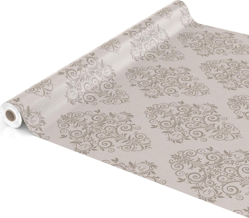 Tischdecke Wachstuch Ornamente Beige Robust Wasserabweisend Breite 140 cm Länge 350 cm