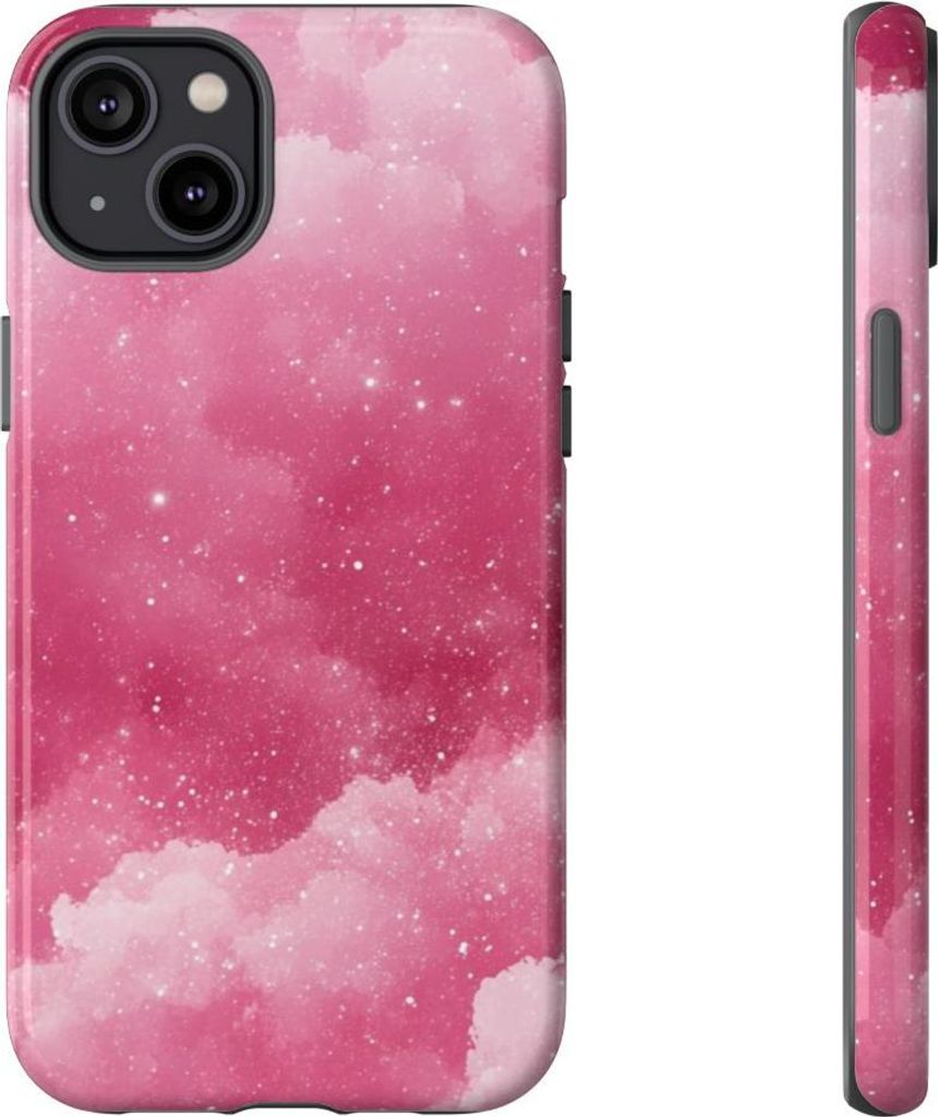 Glänzende Wolkenlandschaft in Rosa – Hülle Kompatibel mit iPhone 14 Plus
