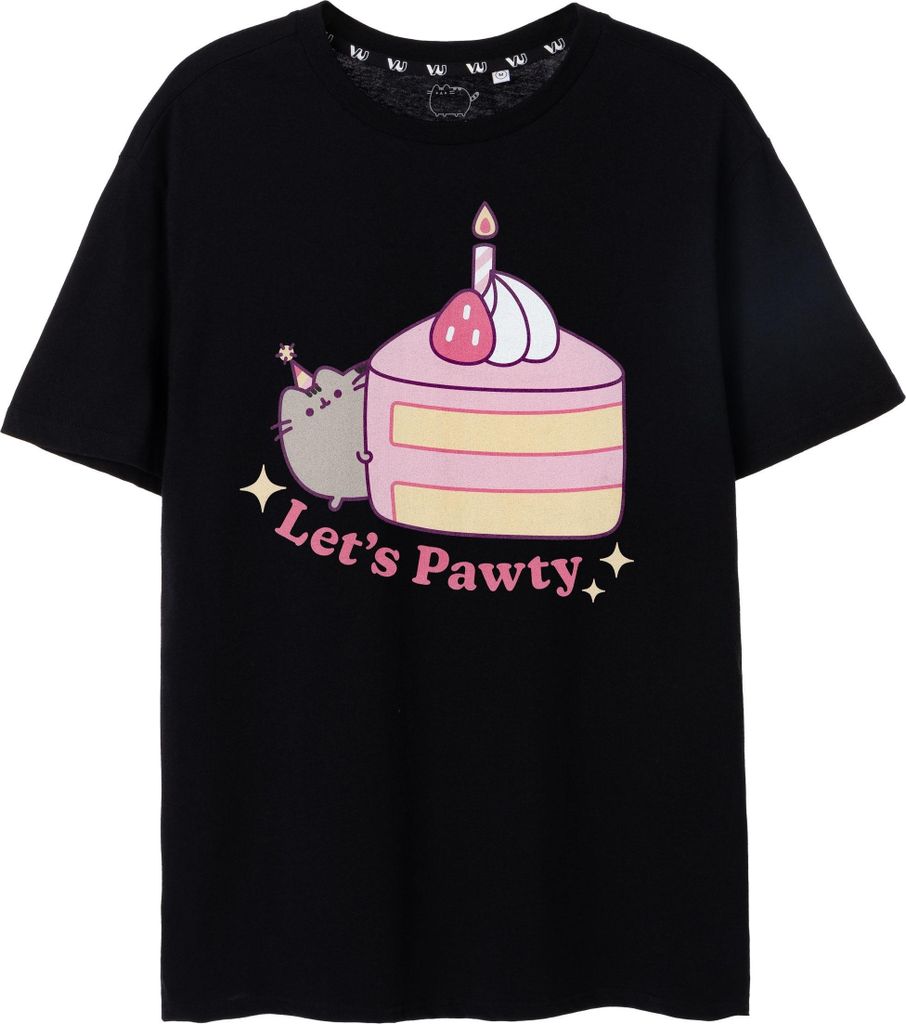 Pusheen - "Let ́s Pawty" T-Shirt für Damen NS7840 (XXL) (Schwarz)
