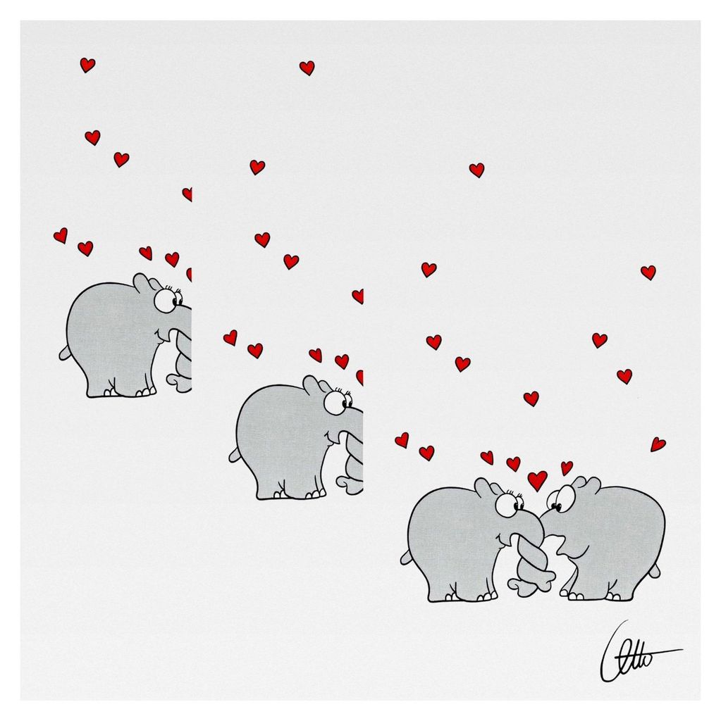 Geschirrtuch "Ottifant" 3er-Pack Halbleinen schwarz-weiß-rot 50x70 cm
