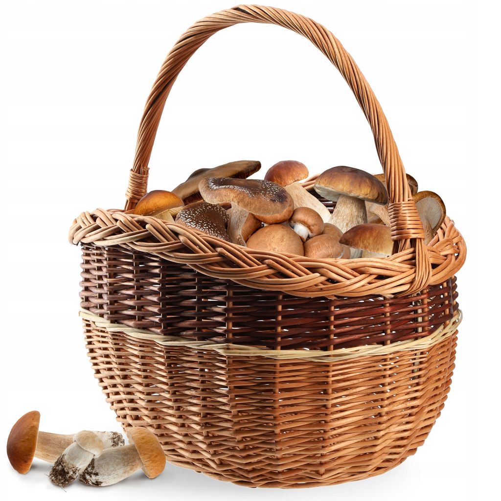 KADAX Weidenkorb für Pilze, Ovaler Korb zum Einkaufen, robuster Picknickkorb mit dem Henkelgriff (Mix, 43x30x43cm)