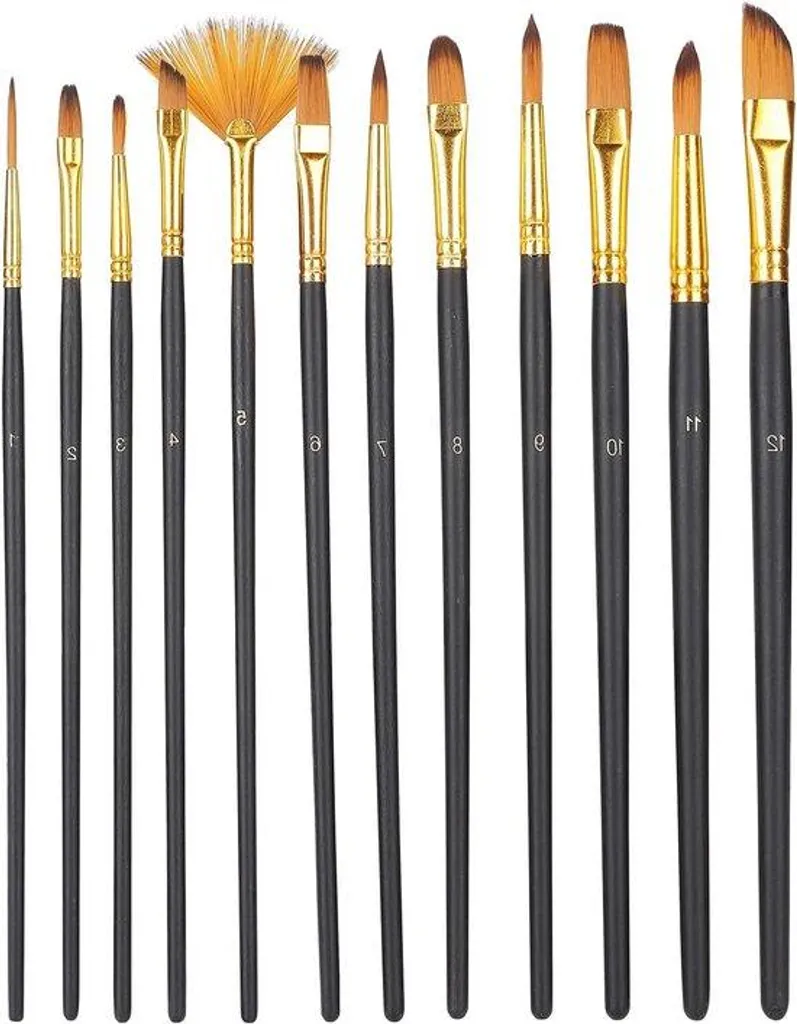 Pinceaux nylon synthétiques anti-perte de poils pour huile et aquarelle