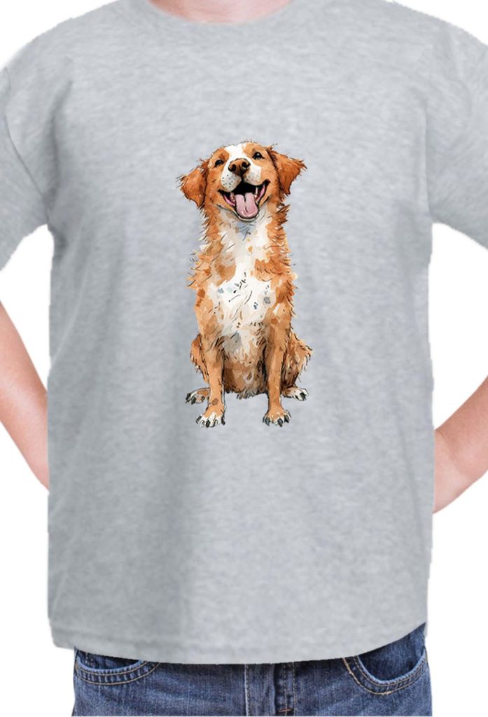 Kinder T-Shirt Funny Dogs Breeds Novia Scotia Duck Tolling Retriever Dog Breed, 12-13 Jahr - 152 / Grau