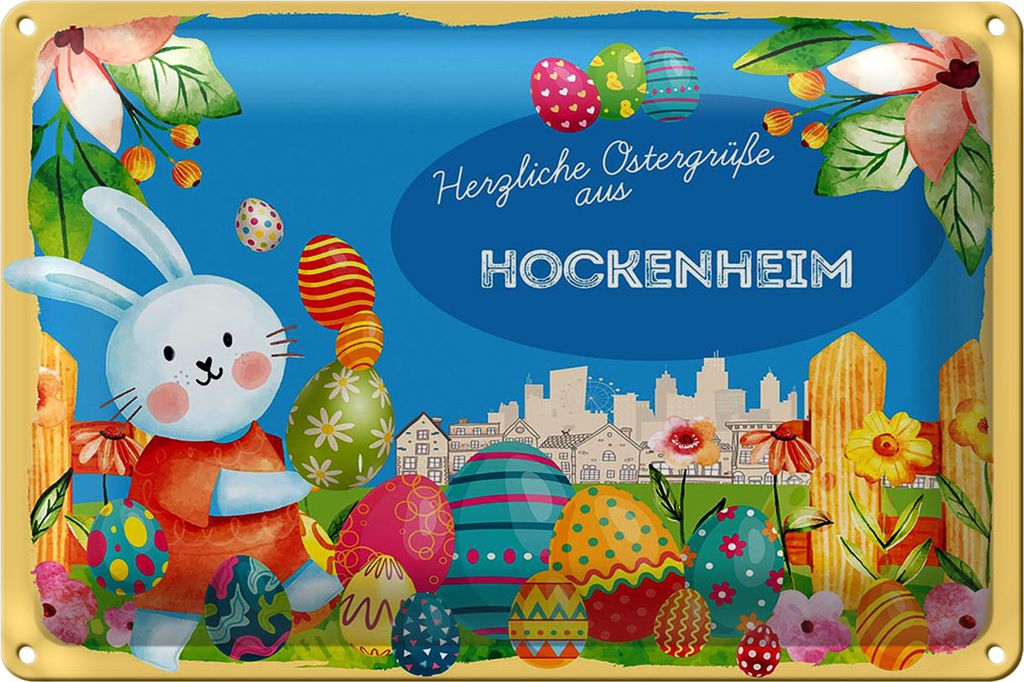 Blechschild Ostern Ostergrüße 40x30cm HOCKENHEIM