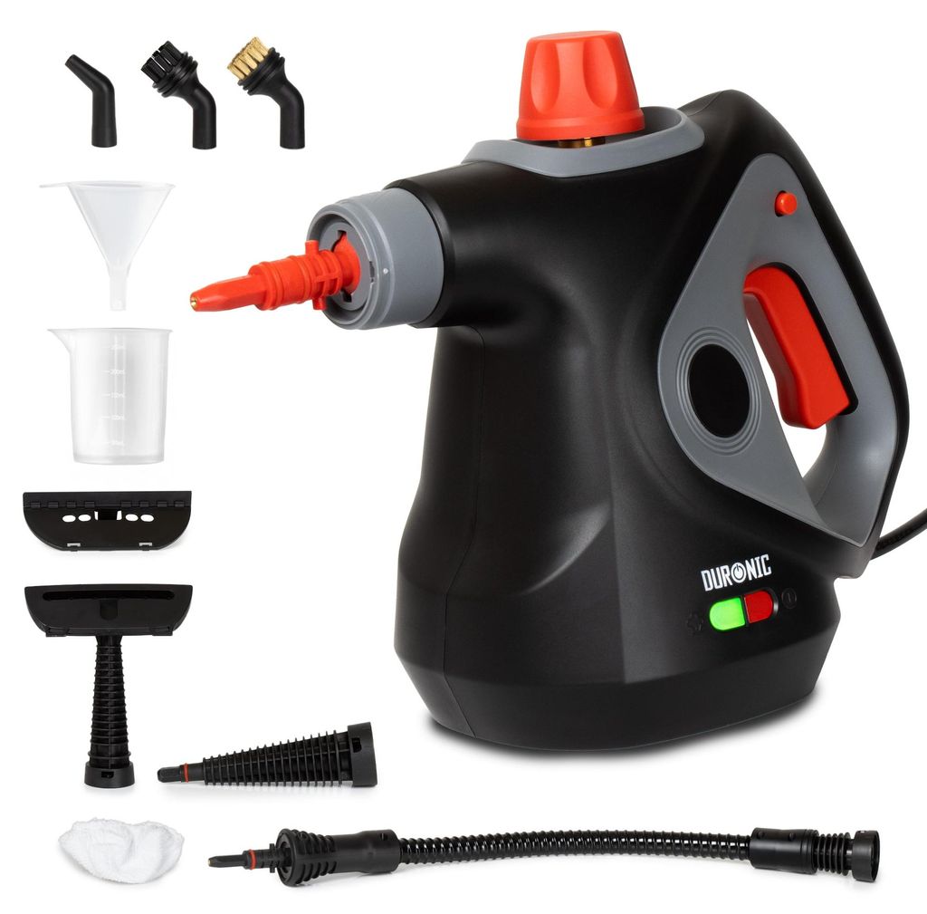 Duronic SC32 BK Dampfreiniger, Polster und Teppichreiniger Gerät, 1500 Watt Polsterreiniger, Handdampfreiniger mit 3 m Kabel, Handgerät mit 350 ml