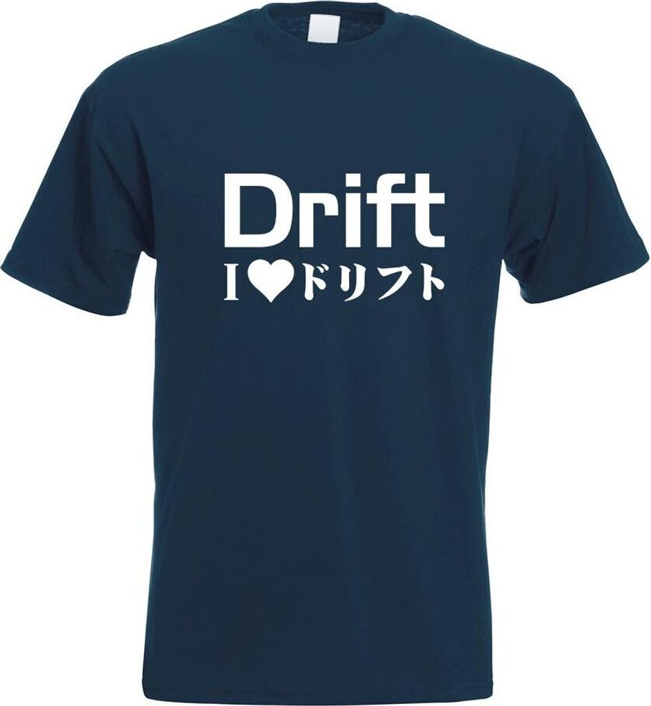 Kiwistar - T-Shirt - Navy - Drift - i Love Drifting Motiv Bedruckt Funshirt Design Print - mit Motiv Bedruckt - Funshirt Design - Sport - Freizeit ...