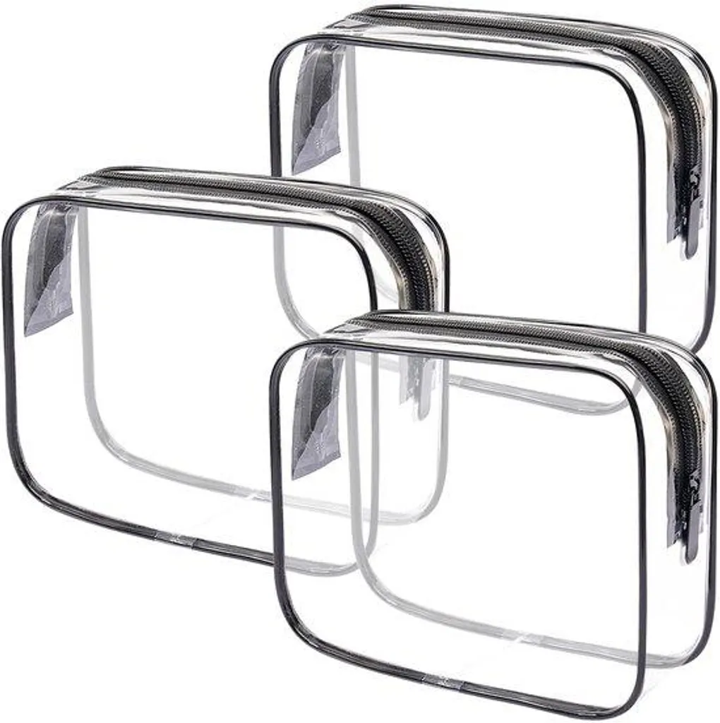 Lot de 3 Trousses de Toilette de Voyage avec Fermeture Éclair Robuste